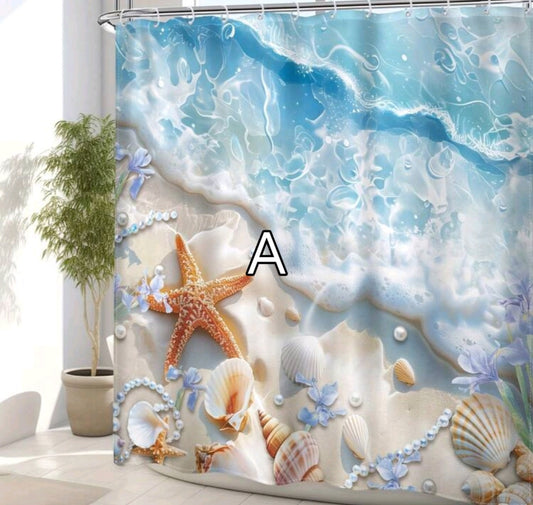 Coastal Breeze Shower Curtains 180×180cm – Beach-Themed Bathroom Style