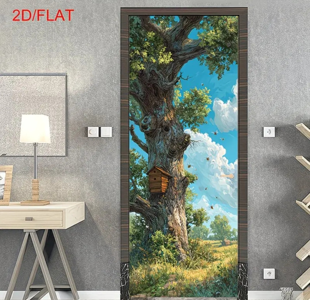 Botanical Door Wrap Collection – Nature-Inspired 3D Wall Murals (95 × 215 cm) | Peel & Stick Waterproof Door Stickers for Home Décor