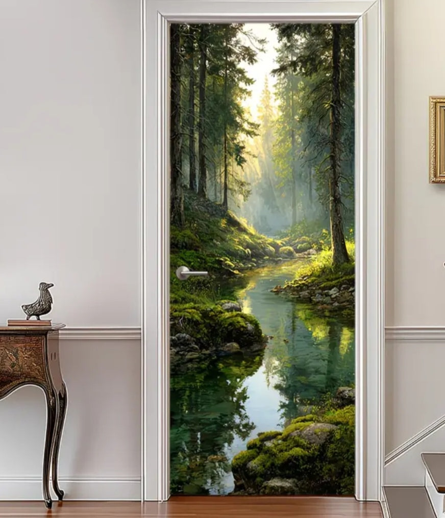 Botanical Door Wrap Collection – Nature-Inspired 3D Wall Murals (95 × 215 cm) | Peel & Stick Waterproof Door Stickers for Home Décor