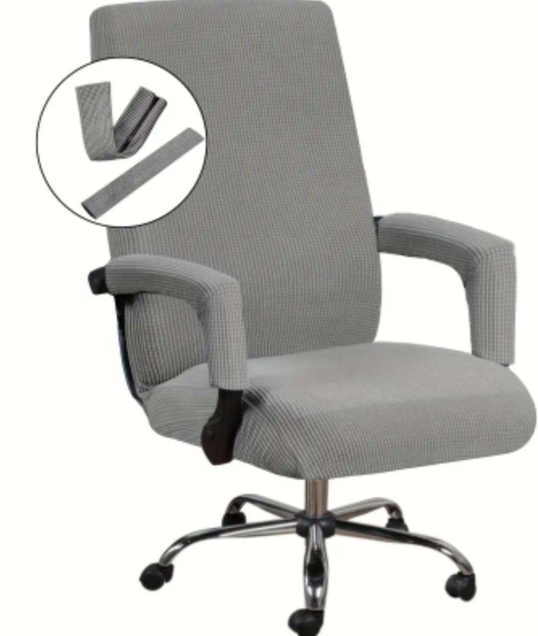 3-Piece Stretch Office Chair Cover Set – Non-Slip Jacquard Cover for Medium & High Back Computer Chairs