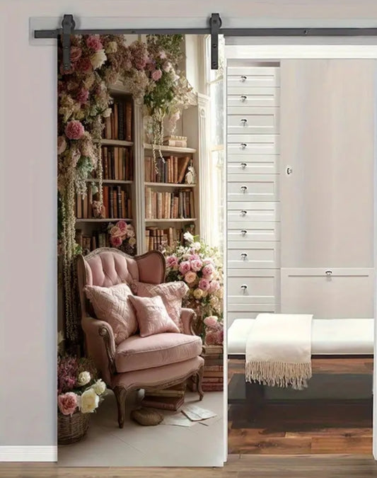 3D Vintage Door Murals 95×215cm – Romantic Peel & Stick Wall Stickers for Home Decor