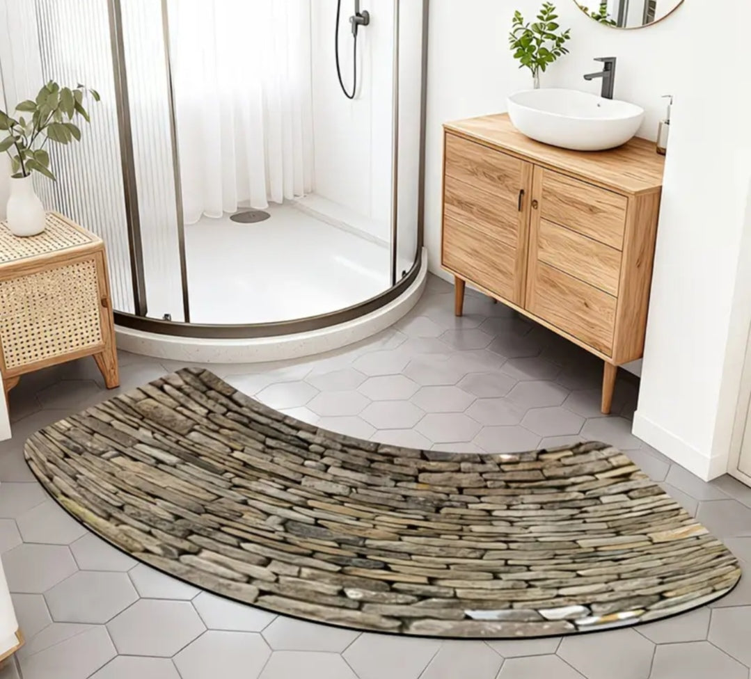 Arch-Shaped Non-Slip Bathroom Mat – Soft, Absorbent & Machine Washable