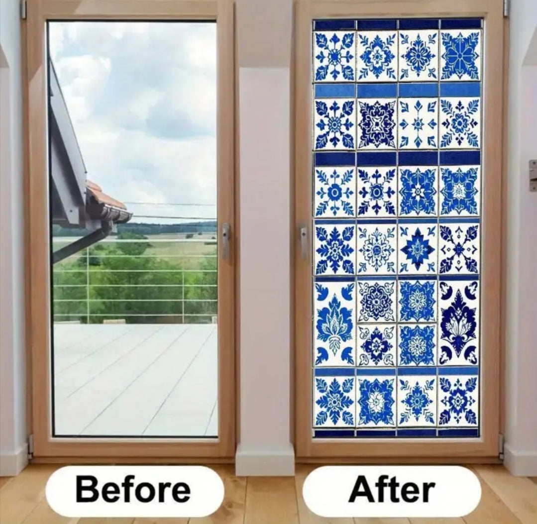 Window privacy film in blue