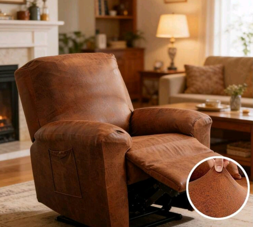 Water-Repellent Stretch Recliner Sofa Cover – Leather-Look Protective Slipcover for 1 Seater