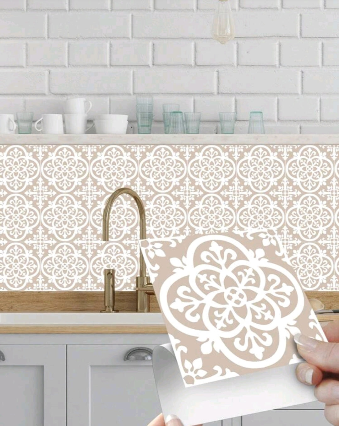 Vintage Moroccan Medallion Backsplash Tile – SQE Self-Adhesive Panel
