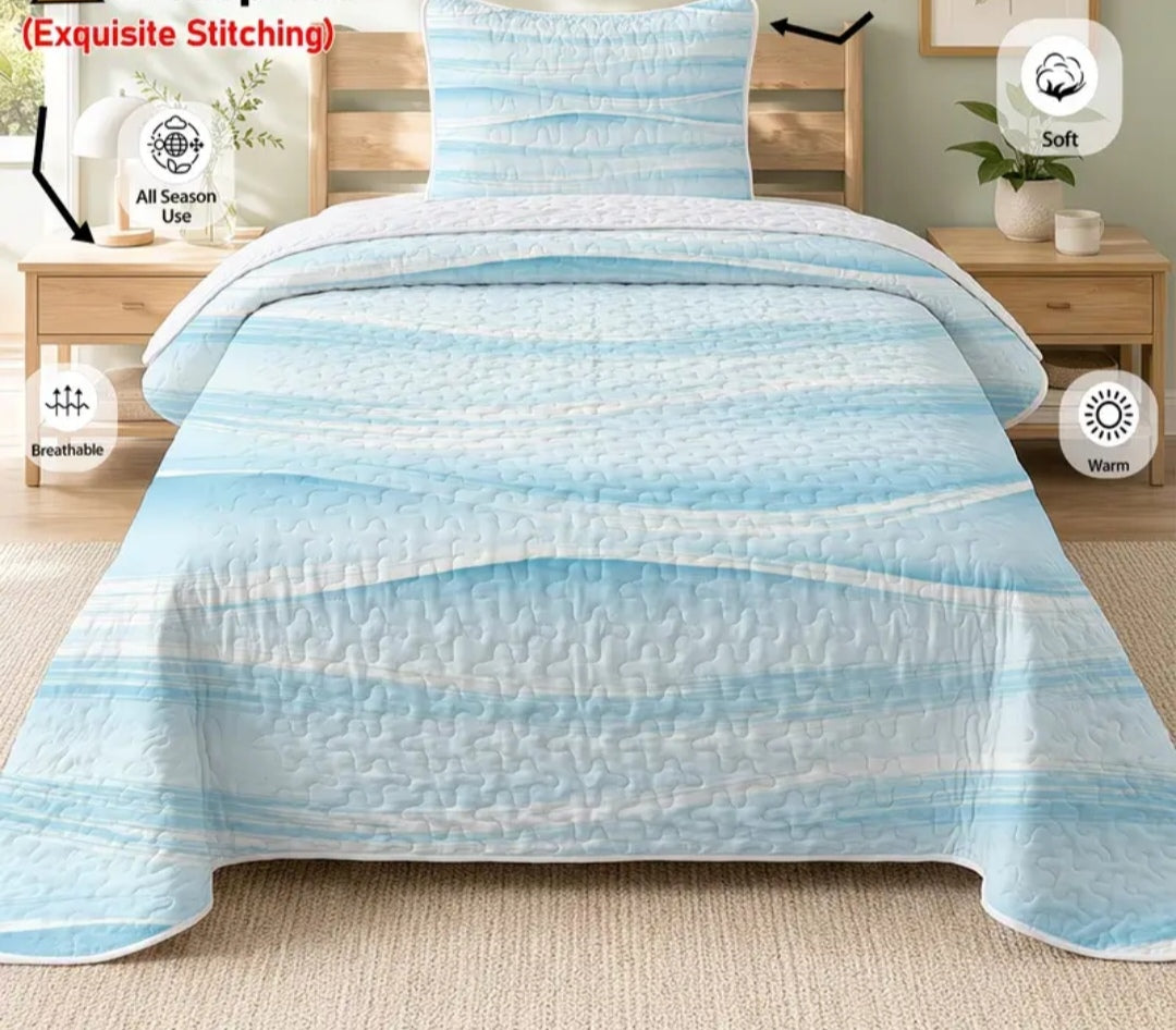 Single Bed Cover Set 150 x 200 cm | Embossed Bed Cover with 1 Pillowcase | Various Designs