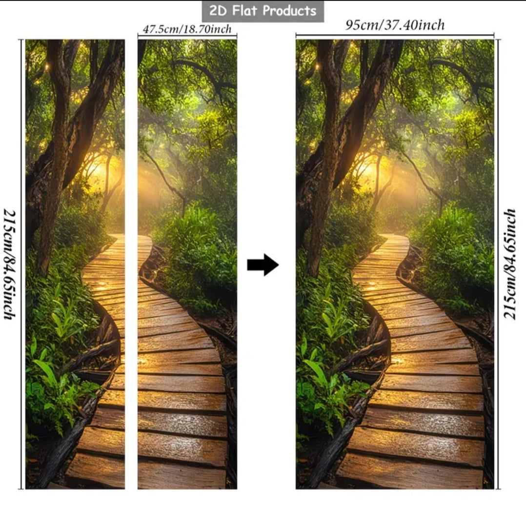 Botanical Door Wrap Collection – Nature-Inspired 3D Wall Murals (95 × 215 cm) | Peel & Stick Waterproof Door Stickers for Home Décor