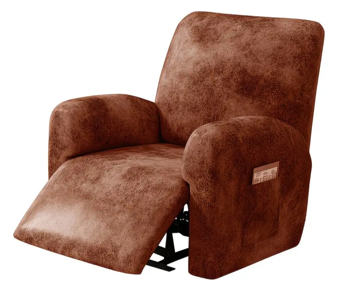 Single recliner chair slipcover washable leather look