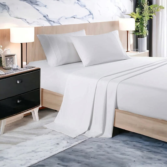 Plain 4-Piece Bedsheet Set (100 GSM) – Soft & Durable | Double & Queen Sizes