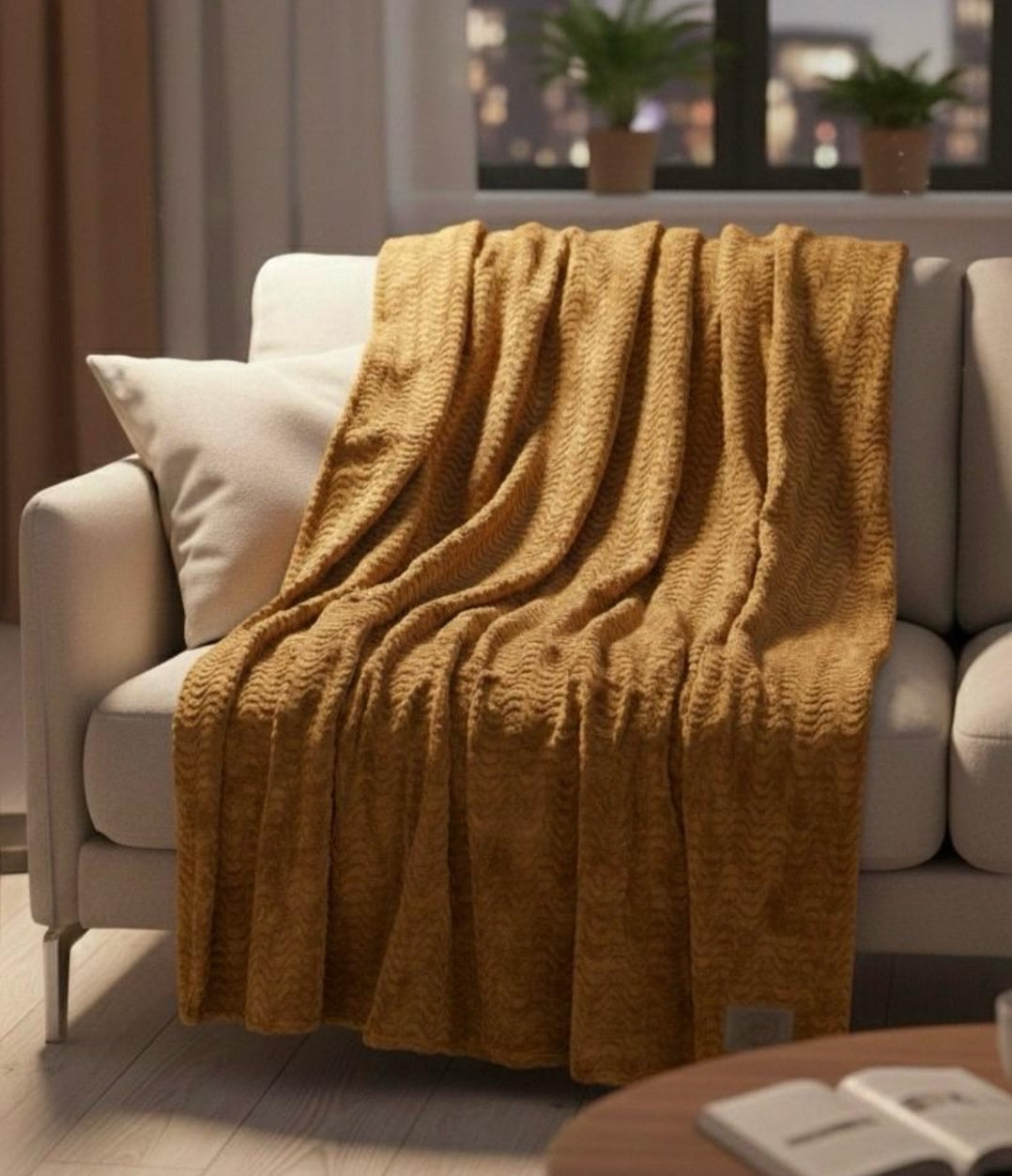 Textured flannel throw 180x200cm