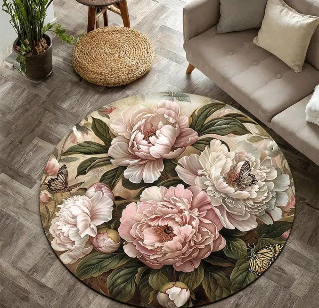Floral round rug
