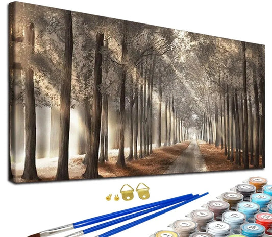 Autumn Forest Path Paint by Numbers Kit – 70 x 40 cm Canvas
