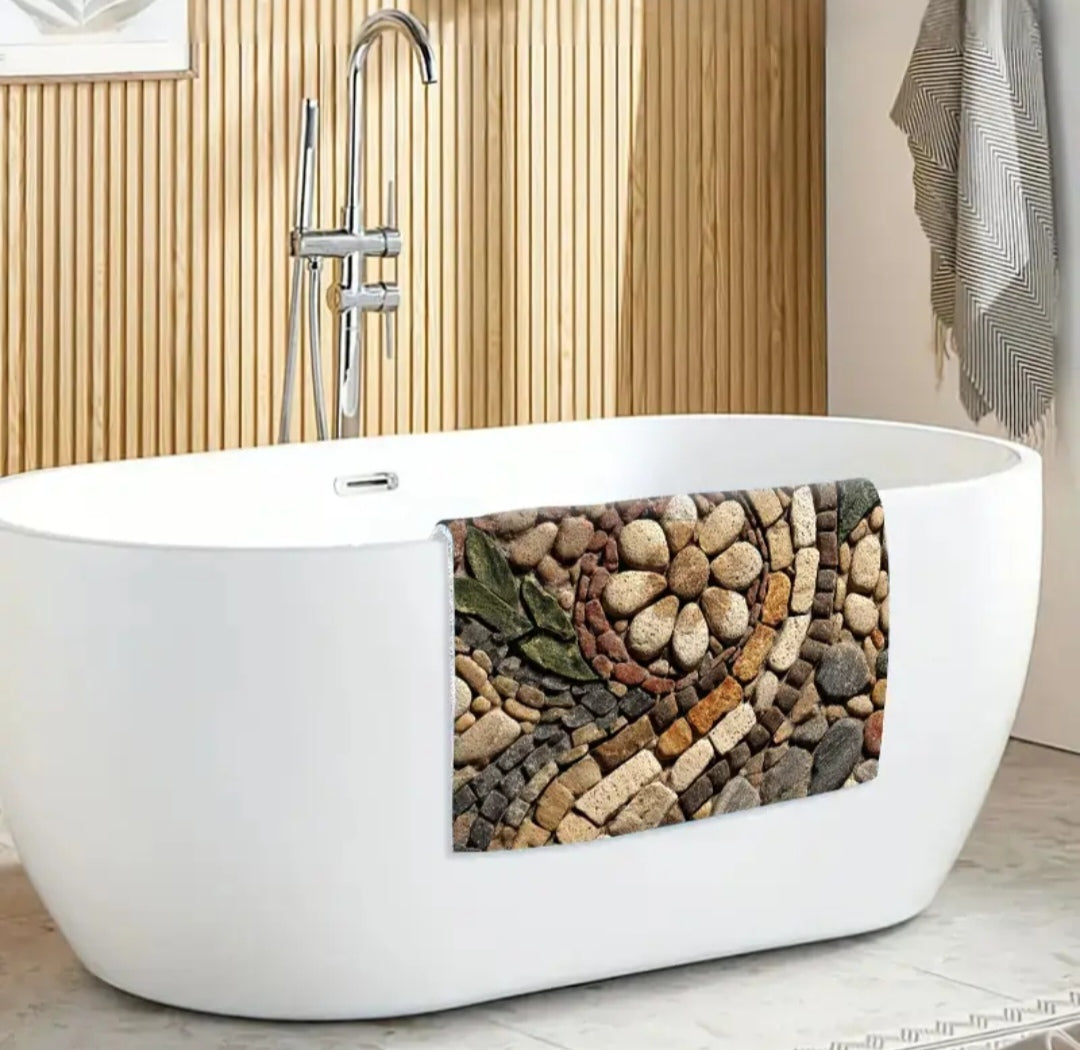 Natural Pebble Shower Bath Mat – Non-Slip Quick-Dry PVC Bathroom Floor Mat