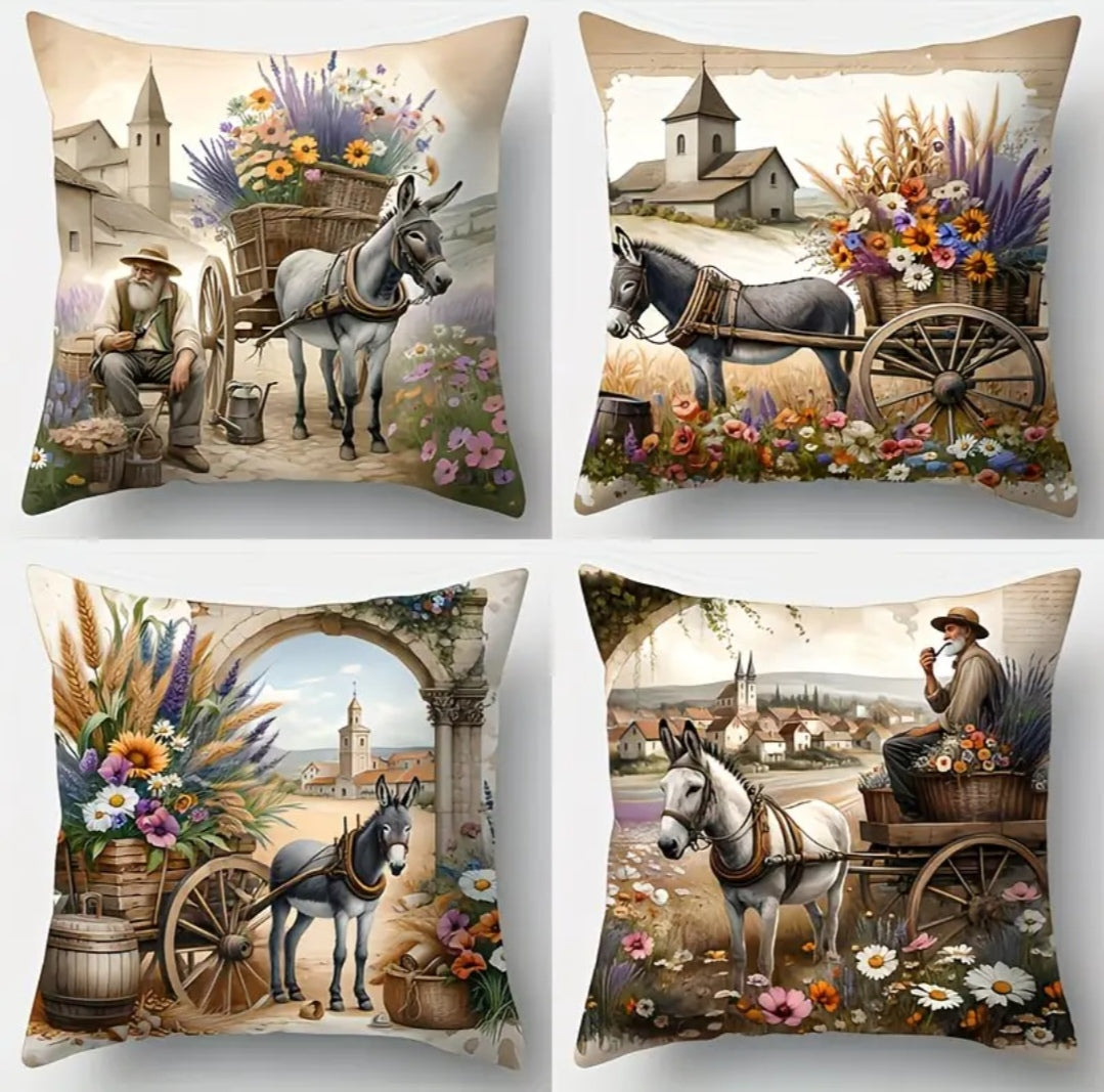 Plaaslewe Sierkussing Oortreksel (45x45cm) | Donkies, Windpomp & Plaas Tema