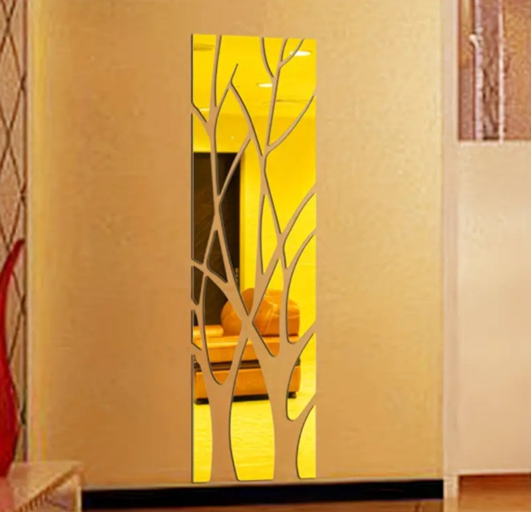 Modern Tree Branch Mirror Wall Stickers – 3D Acrylic Reflective Wall Art (DIY Lay