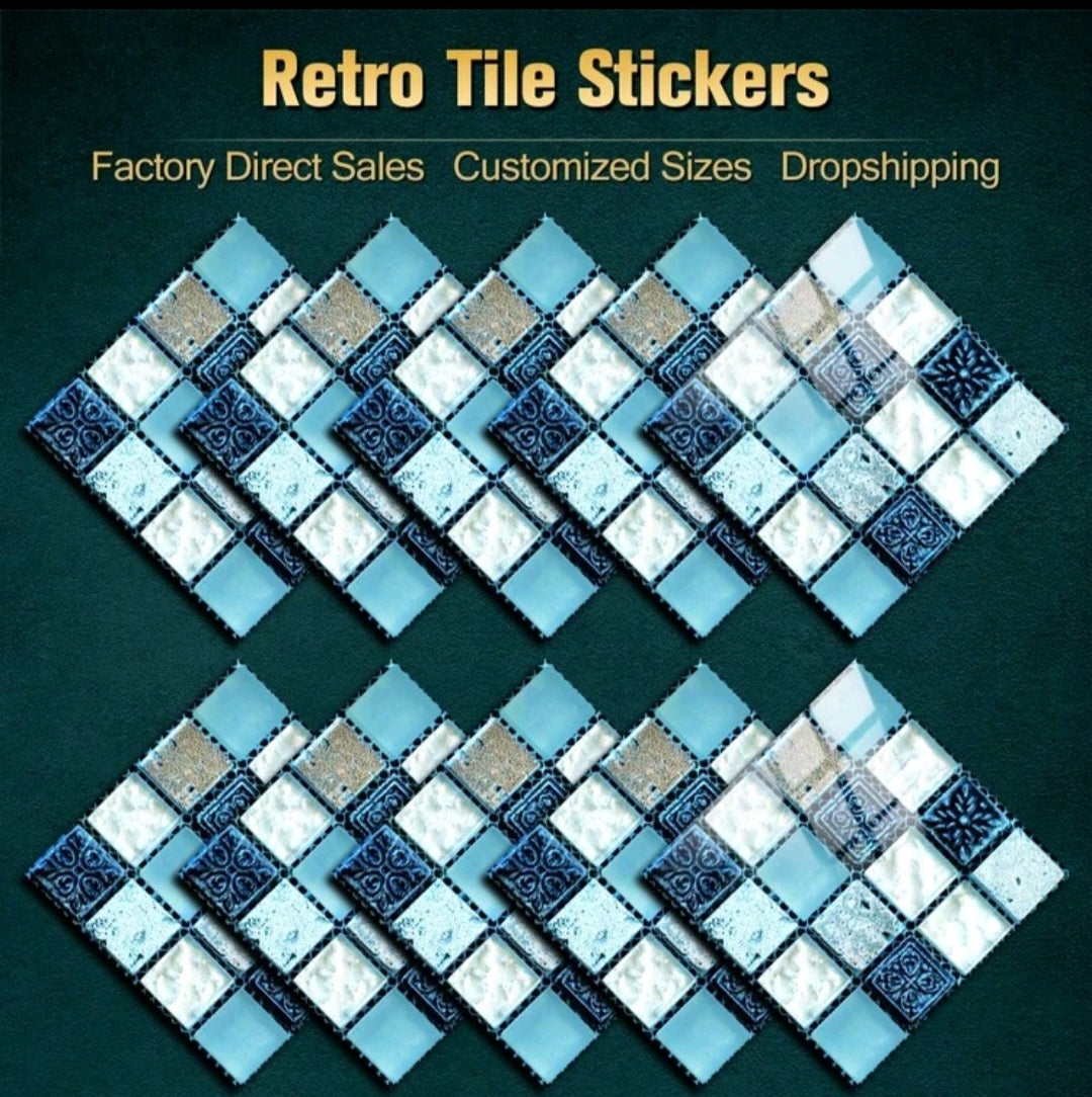 Retro Peel and Stick Tile Stickers – Waterproof Self Adhesive Mosaic Decals for Kitchen Backsplash & Bathroom Walls