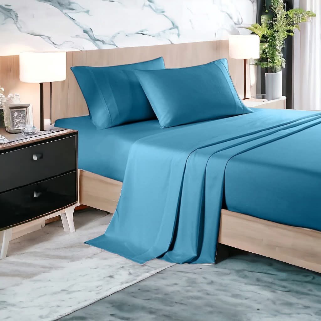 Plain 4-Piece Bedsheet Set (100 GSM) – Soft & Durable | Double & Queen Sizes