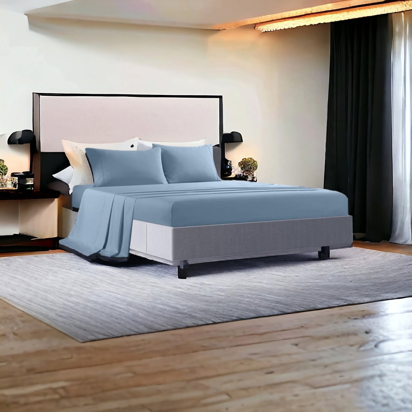 Plain 4-Piece Bedsheet Set (100 GSM) – Soft & Durable | Double & Queen Sizes