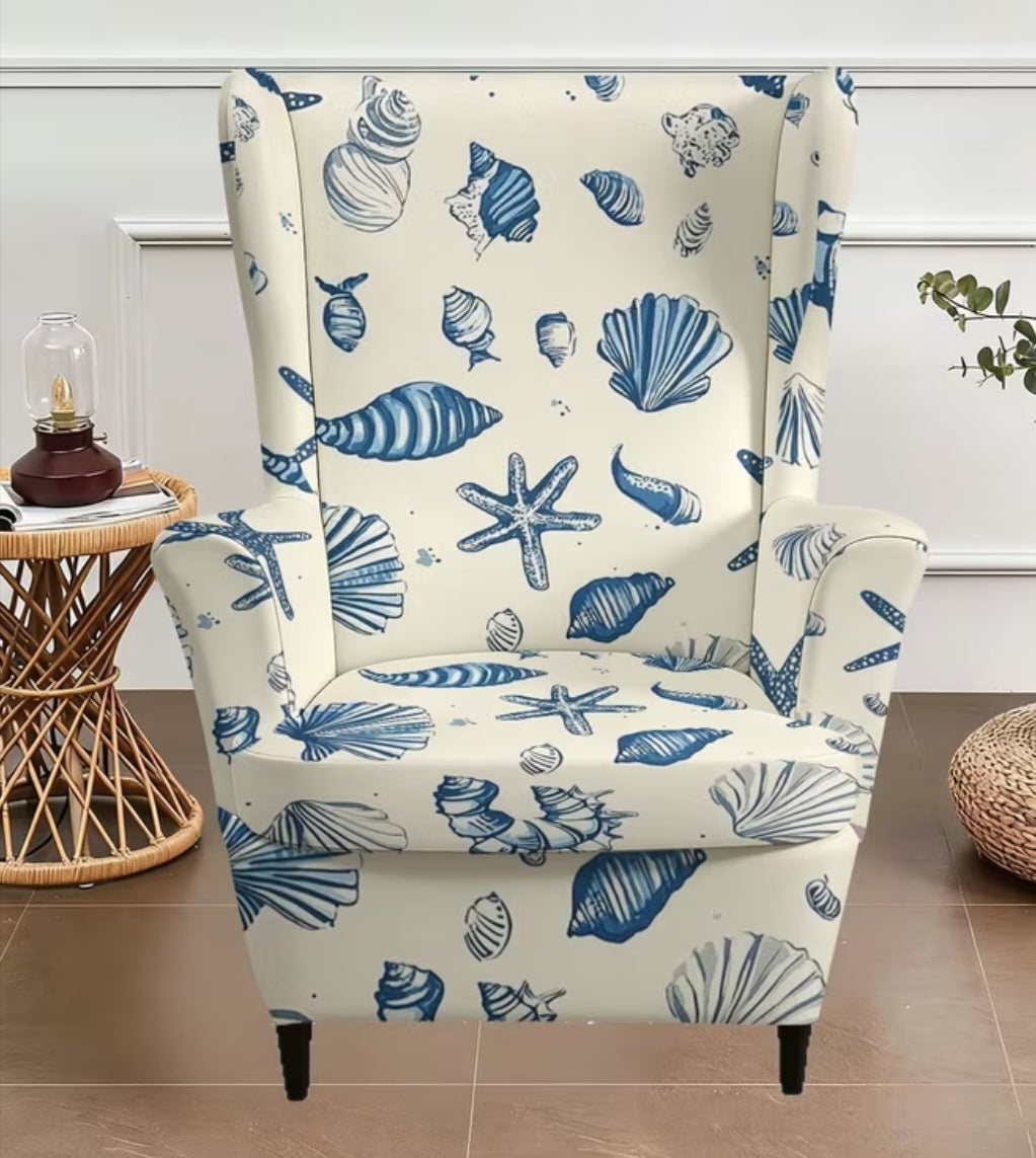 Stretch Wingback Chair Cover  Universal Fit Slipcover, Machine Washable