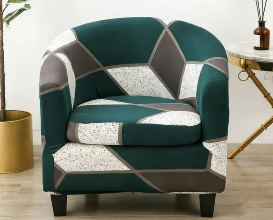 2-Piece Club Chair Printed Stretch Slipcover