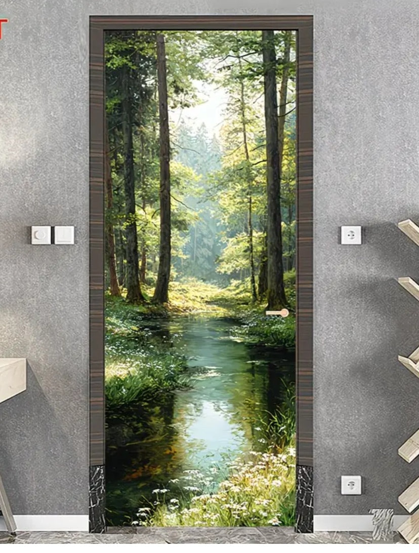 Botanical Door Wrap Collection – Nature-Inspired 3D Wall Murals (95 × 215 cm) | Peel & Stick Waterproof Door Stickers for Home Décor