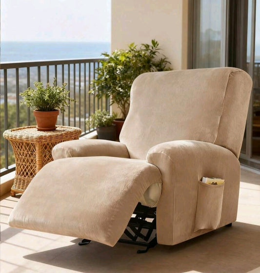 Luxury Velvet Stretch Recliner Chair Cover | Soft Protective Slipcover