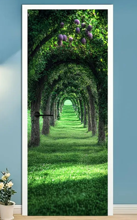 Botanical Door Wrap Collection – Nature-Inspired 3D Wall Murals (95 × 215 cm) | Peel & Stick Waterproof Door Stickers for Home Décor