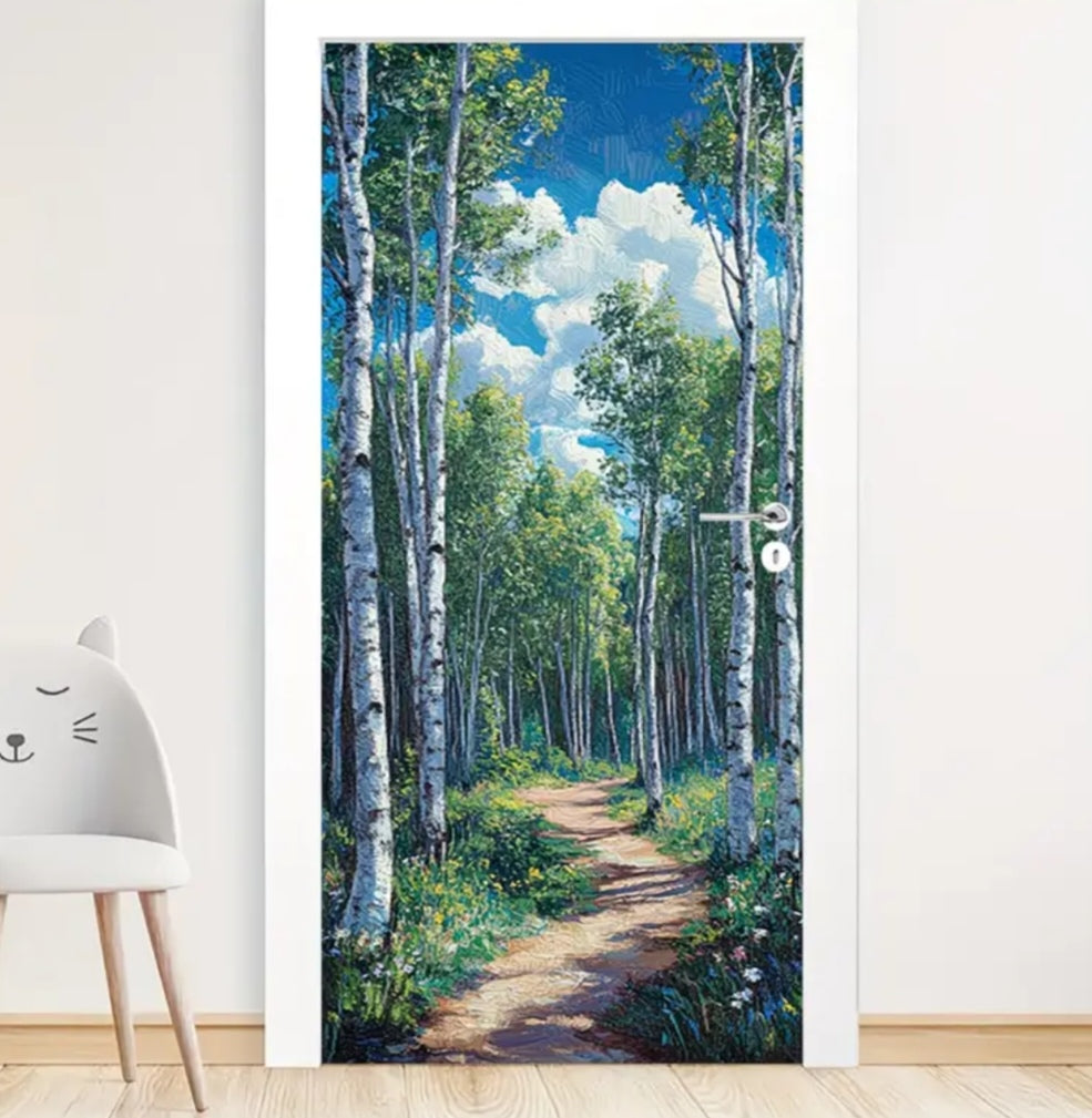Botanical Door Wrap Collection – Nature-Inspired 3D Wall Murals (95 × 215 cm) | Peel & Stick Waterproof Door Stickers for Home Décor