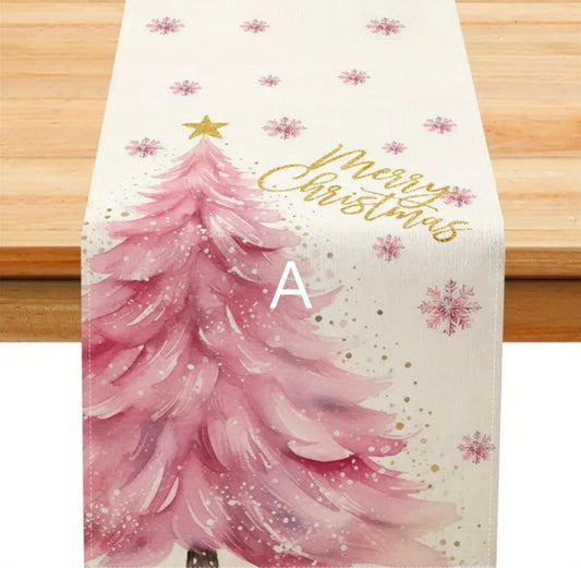 Pink Xmas table runners
