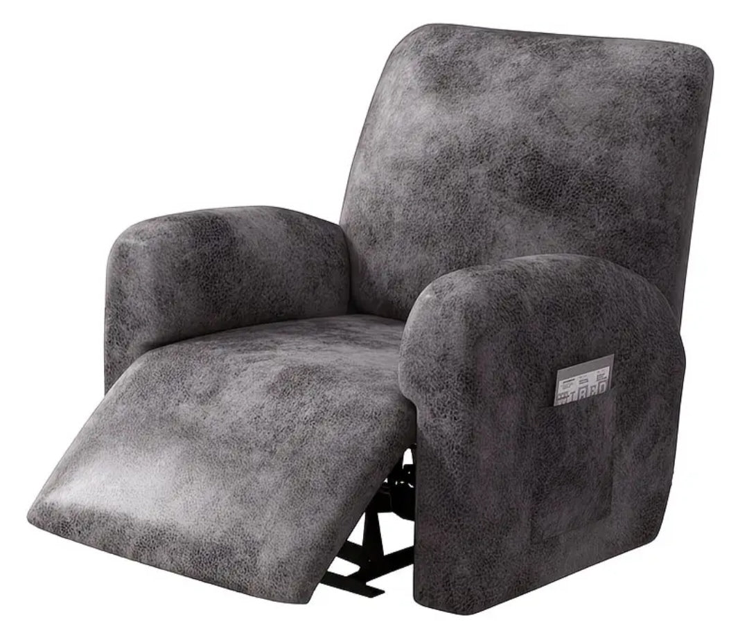 Single recliner chair slipcover washable leather look