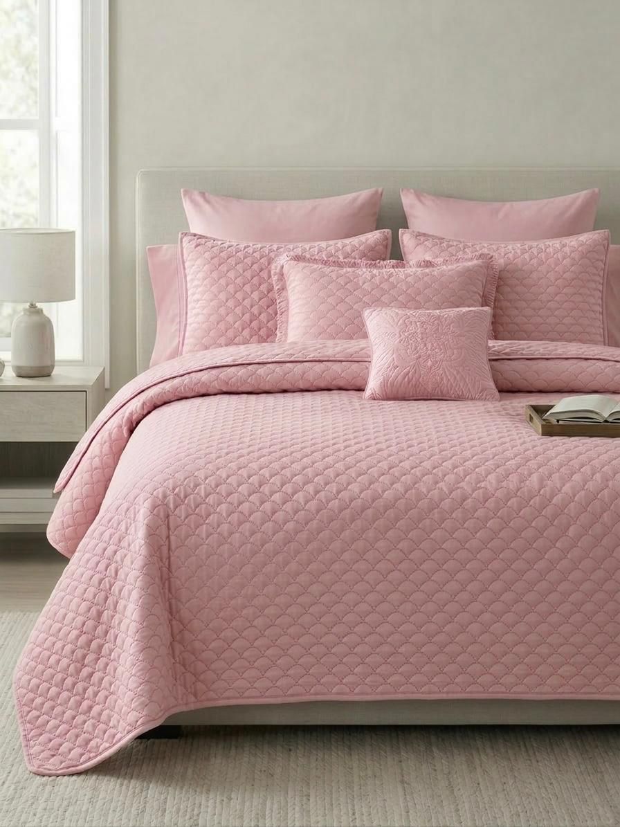 Premium Embossed Oxford Bedspread Set – King Size | 16 Elegant Colours
