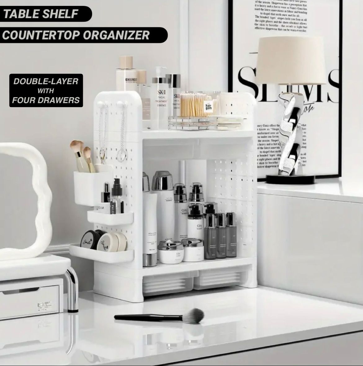 Double-Layer Table-Shelf Countertop Organizer