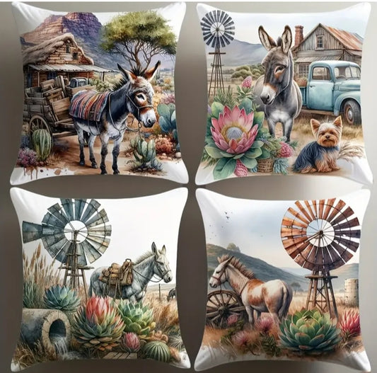 4pce donkey print cushion covers