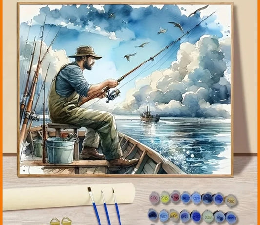 Fishing Scene Paint by Numbers Kit – 40 x 50 cm Canvas