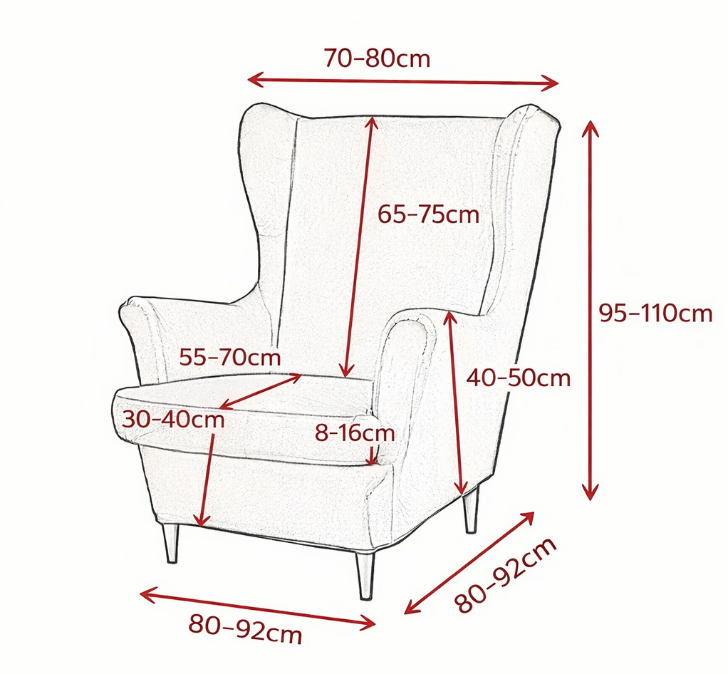 Floral Wingback Armchair Cover – Stretch Slipcover for High Back Chairs (95–110cm)
