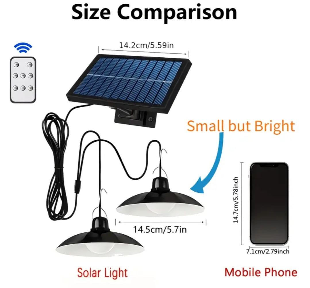 Solar Pendant Light Outdoor – Modern Hanging LED Ceiling Light, Waterproof Garden Patio Shed Lighting