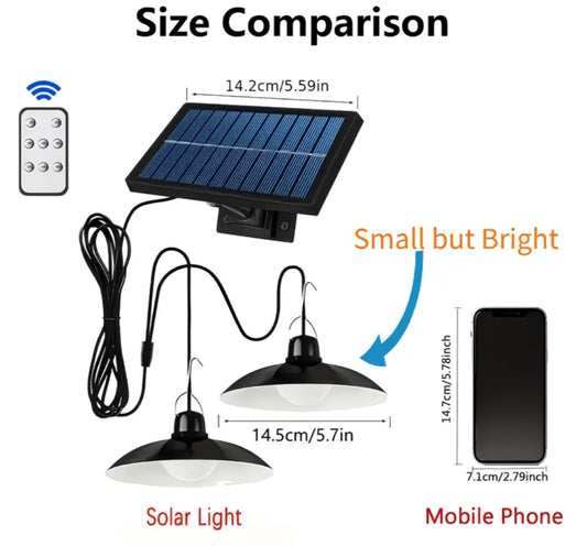 Solar Pendant Light Outdoor – Modern Hanging LED Ceiling Light, Waterproof Garden Patio Shed Lighting