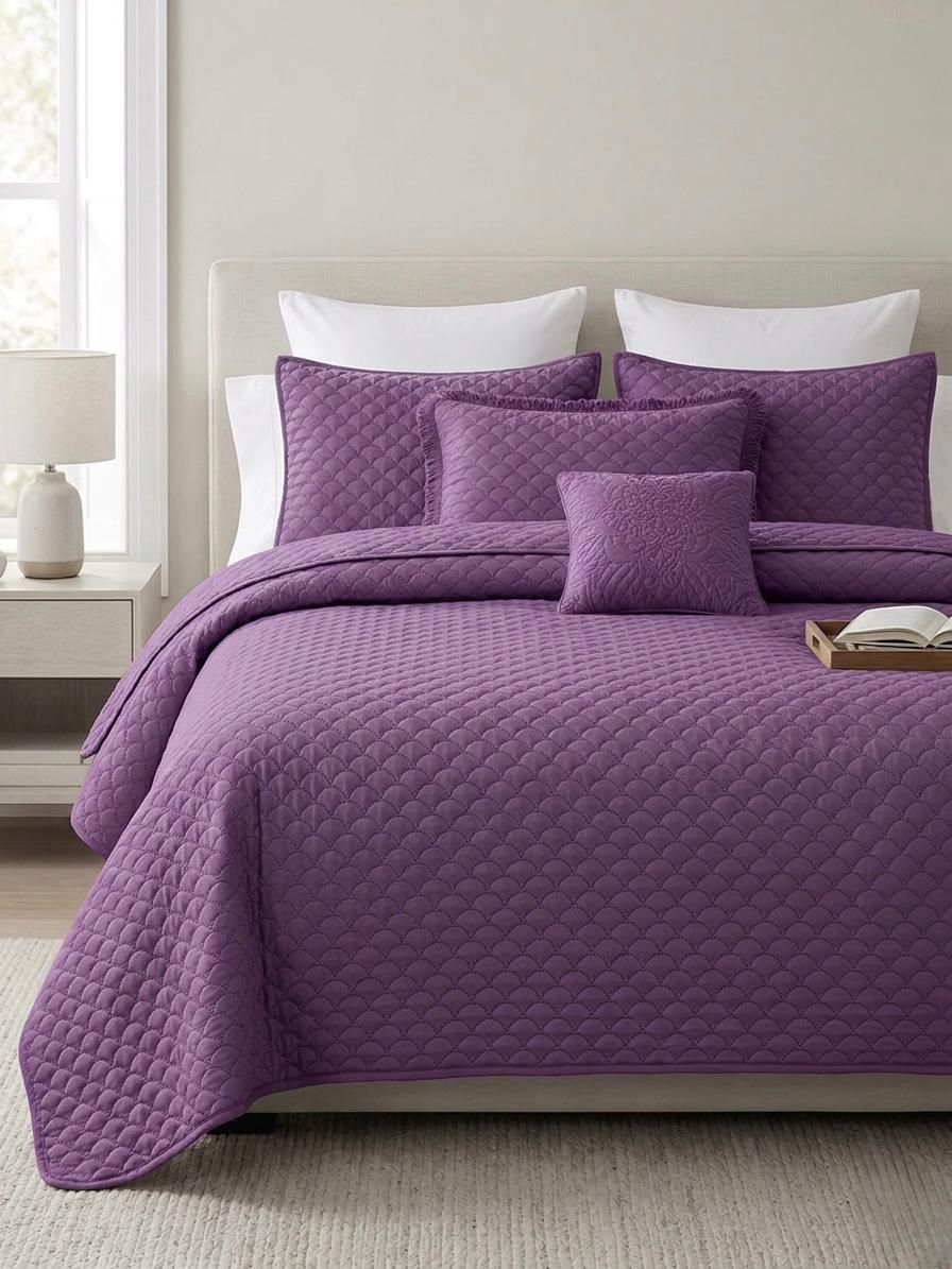 Premium Embossed Oxford Bedspread Set – King Size | 16 Elegant Colours
