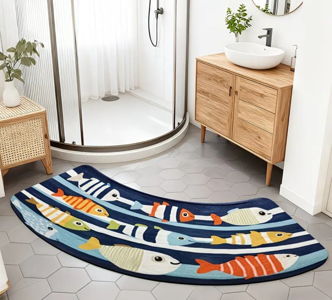 Arch-Shaped Non-Slip Bathroom Mat – Soft, Absorbent & Machine Washable