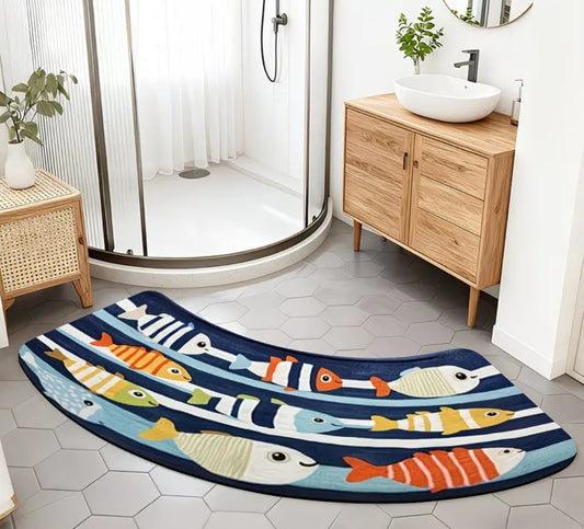Arch-Shaped Non-Slip Bathroom Mat – Soft, Absorbent & Machine Washable