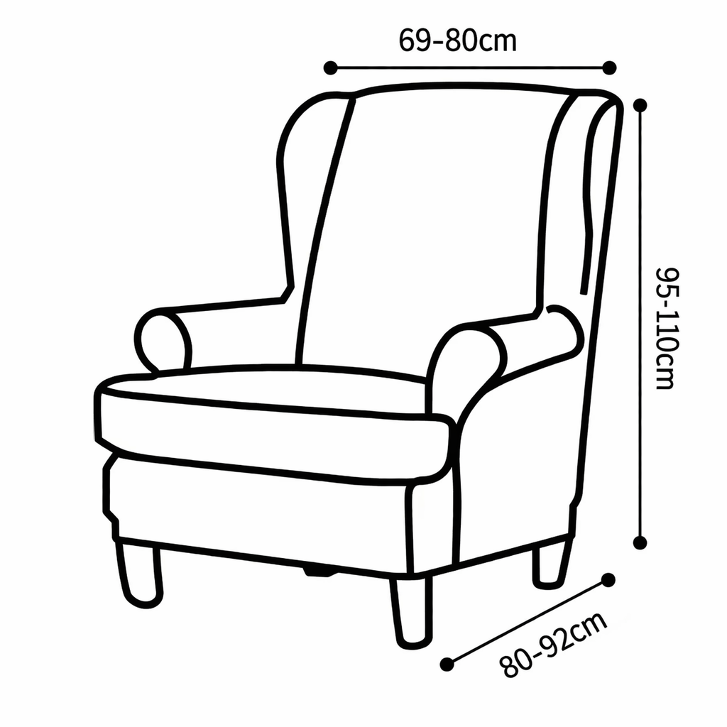 2-Piece Wingback Chair Slipcover – Velvet Stretch Cover (Red / White / Blue)
