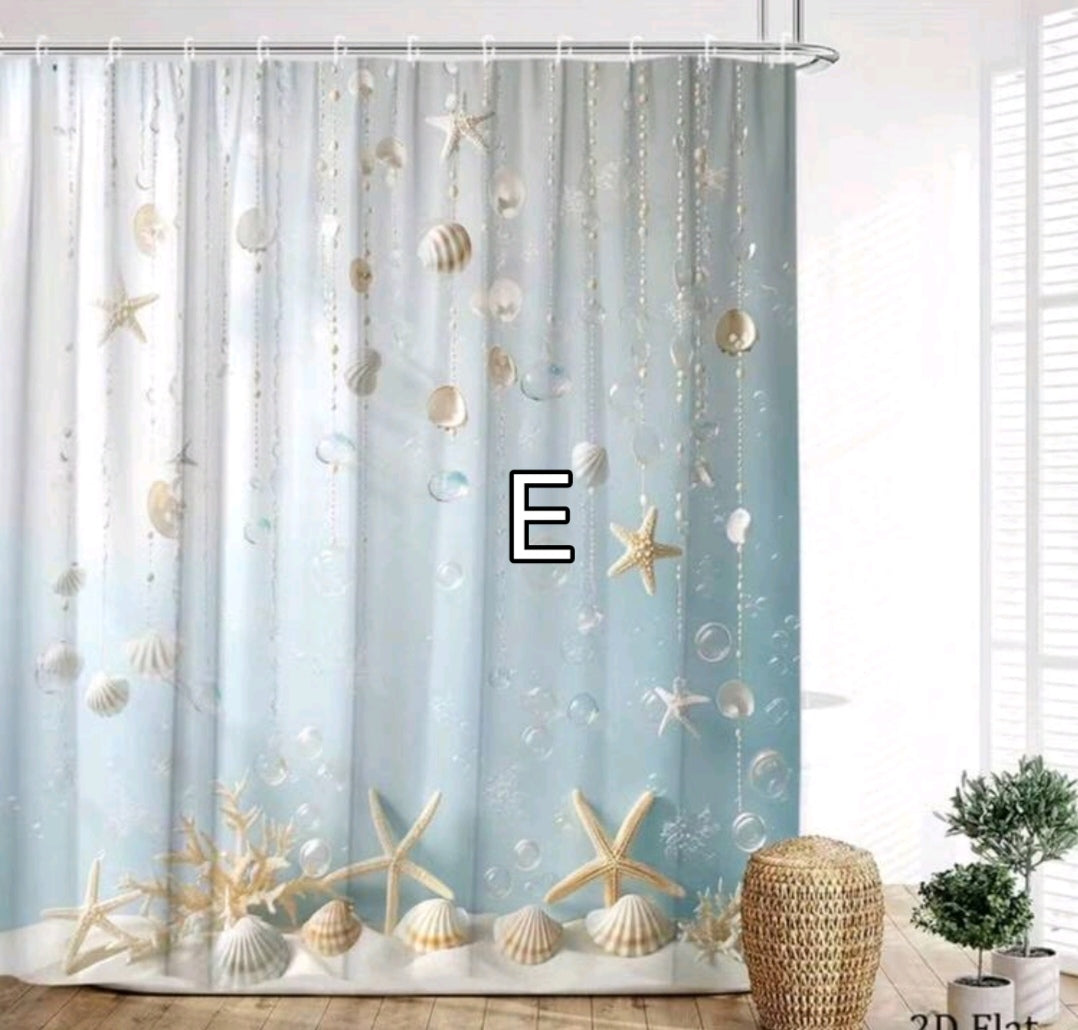 Coastal Breeze Shower Curtains 180×180cm – Beach-Themed Bathroom Style