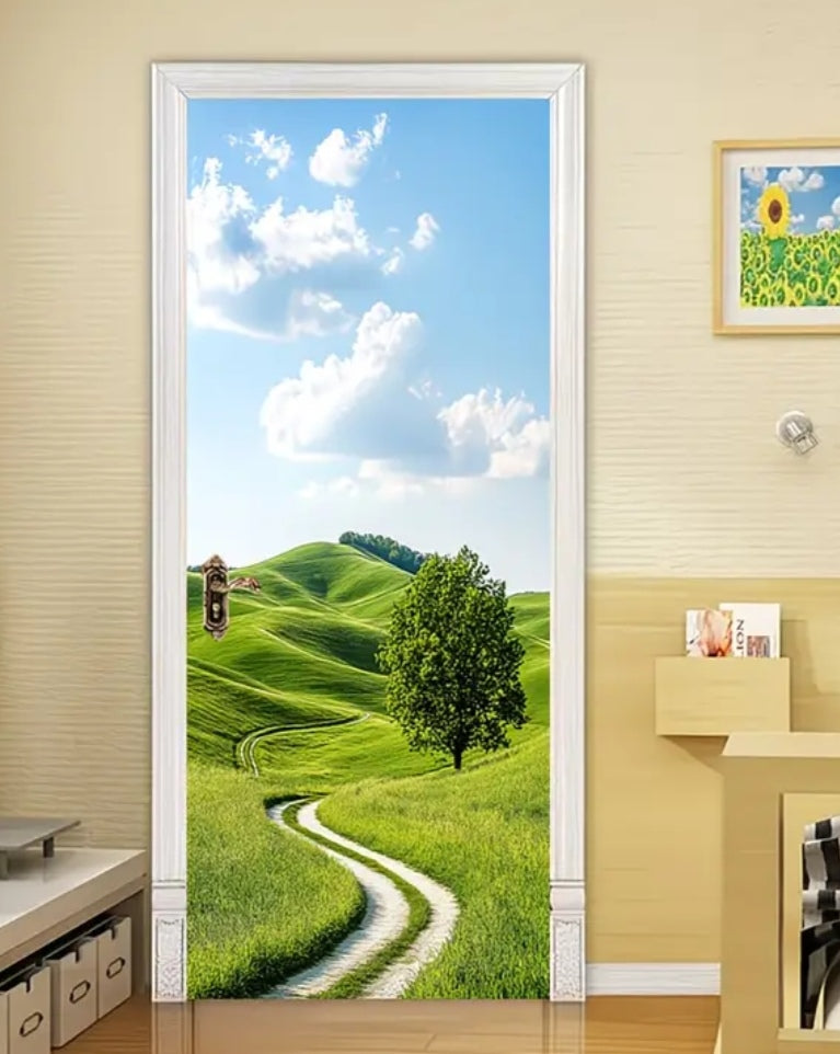 Botanical Door Wrap Collection – Nature-Inspired 3D Wall Murals (95 × 215 cm) | Peel & Stick Waterproof Door Stickers for Home Décor
