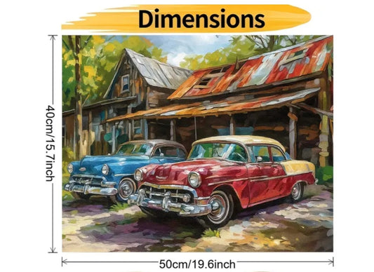 Vintage Classic Cars Paint by Numbers Kit – DIY Canvas Art