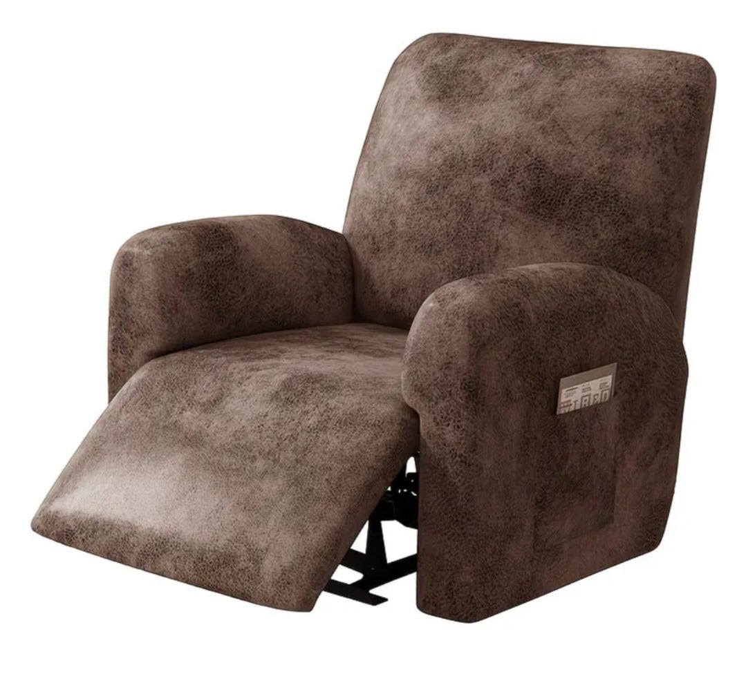 Single recliner chair slipcover washable leather look