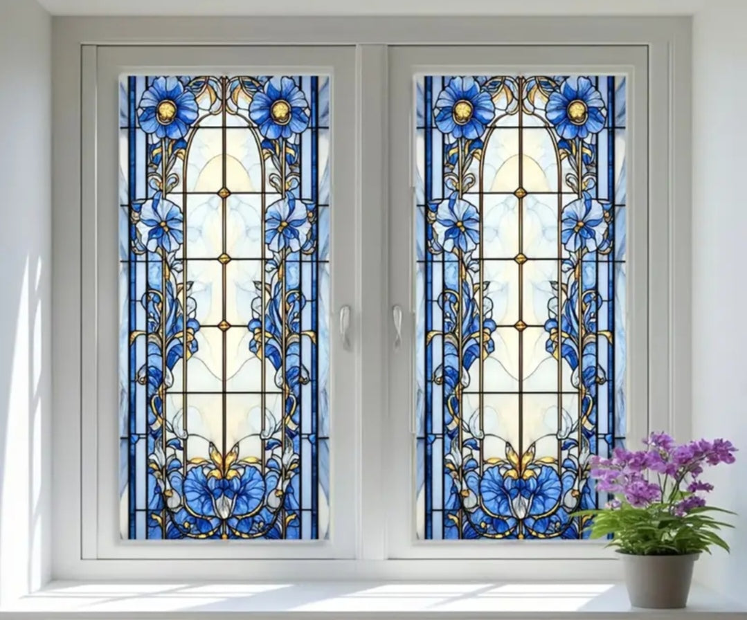 Window privacy film in blue