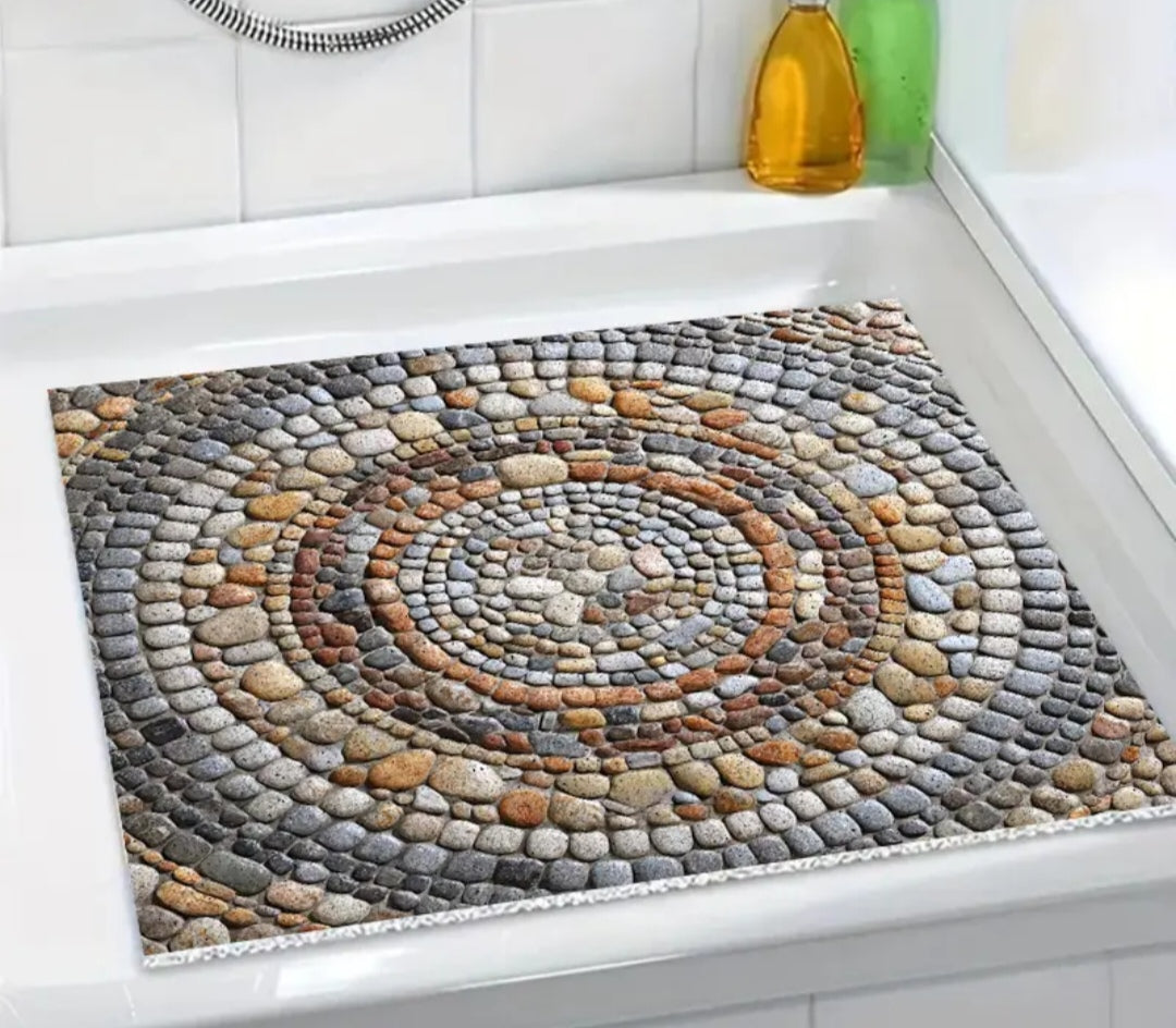 Natural Pebble Shower Bath Mat – Non-Slip Quick-Dry PVC Bathroom Floor Mat
