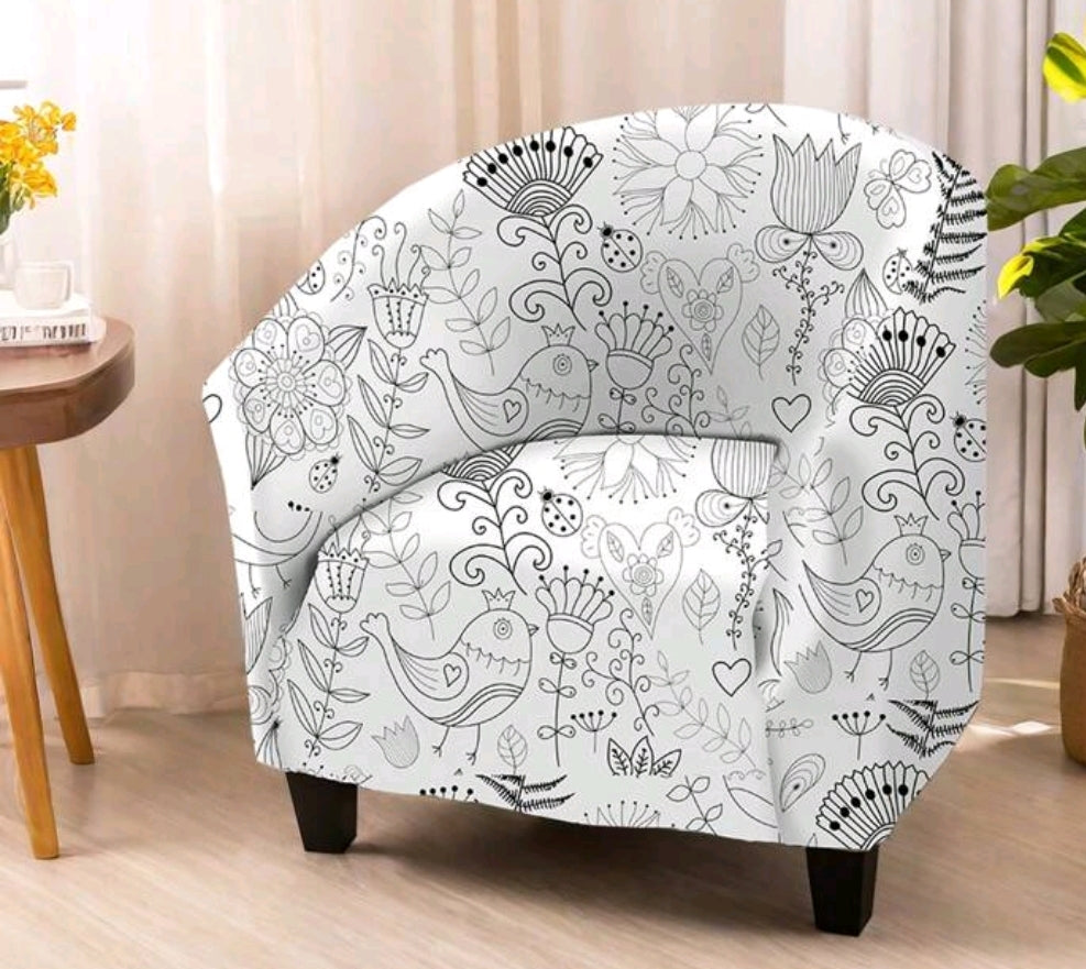 Printed tub chair slipcovers