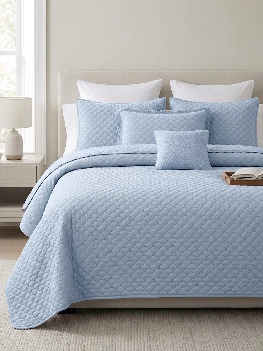 Premium Embossed Oxford Bedspread Set – King Size | 16 Elegant Colours