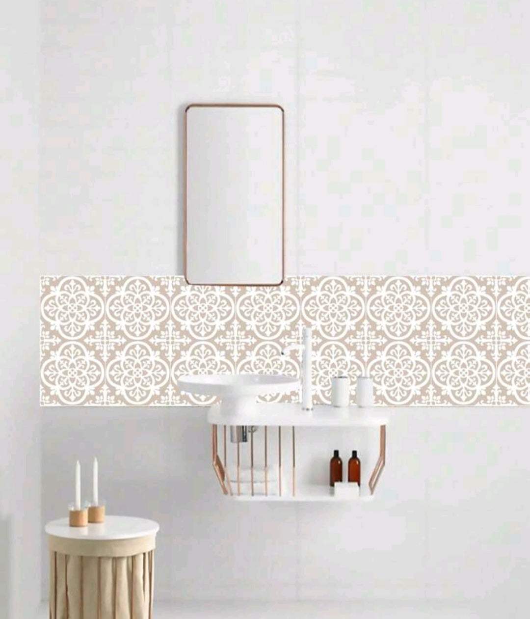 Vintage Moroccan Medallion Backsplash Tile – SQE Self-Adhesive Panel